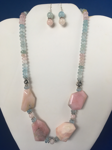 Multi Beryl, Pink Opal, Aquamarine, Pink Jade 18