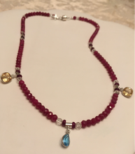 Load image into Gallery viewer, AA Ruby, Blue Topaz, Citrine, Quartz Crystal, Sterling  17 1/2&quot;