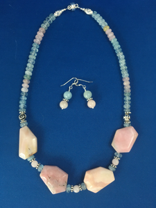 Multi Beryl, Pink Opal, Aquamarine, Pink Jade 18"