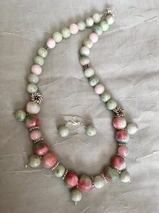 Cotton Candy, Jade, Plated Silver.  19"