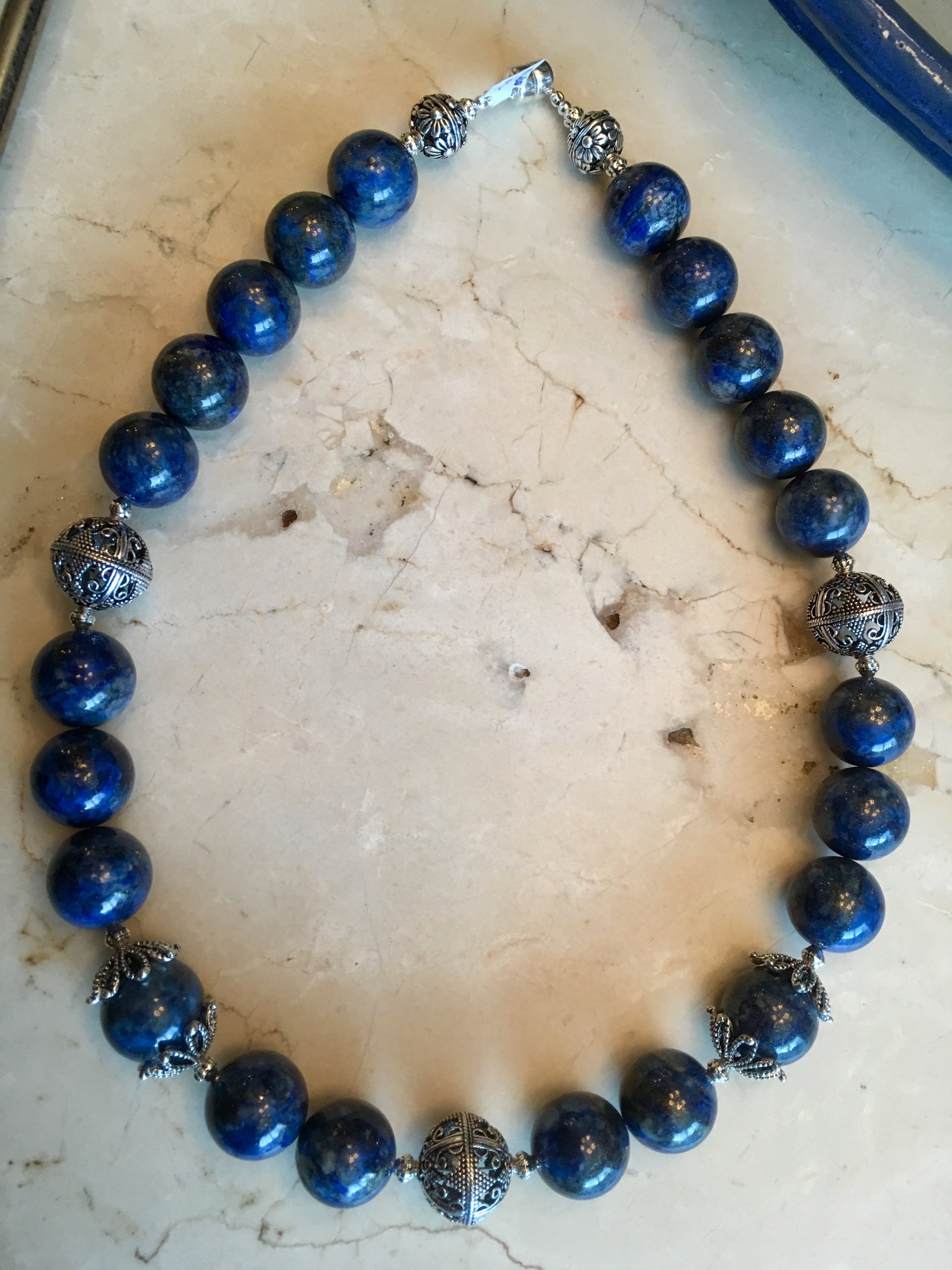 A+ Lapis, Plated Silver and Magnetic Clasp.  23
