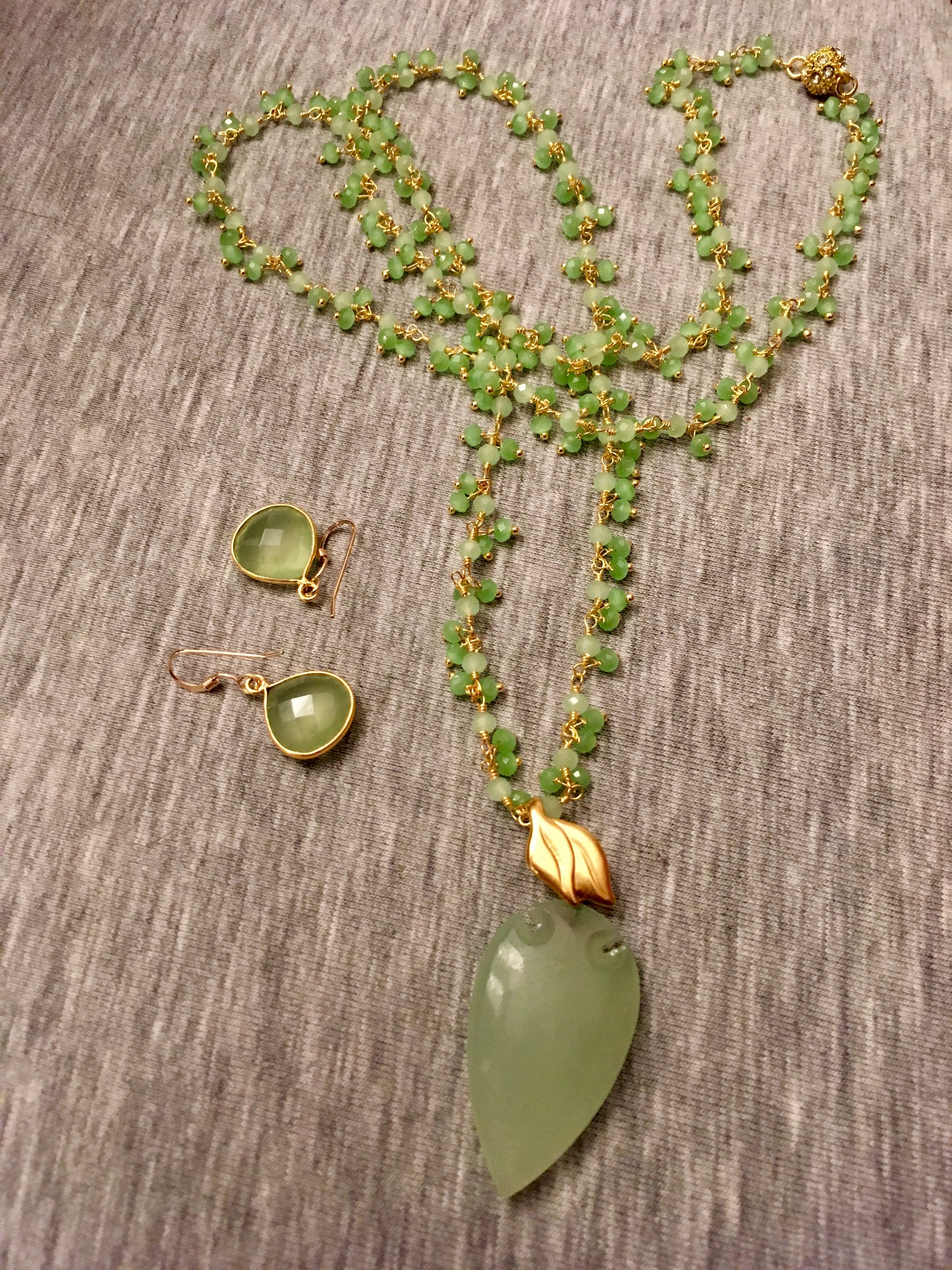 Lime Pendant on Plated Gold Dangle Chain.  29