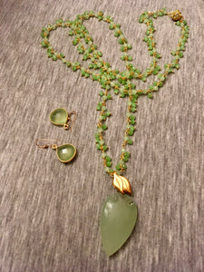 Lime Pendant on Plated Gold Dangle Chain.  29"