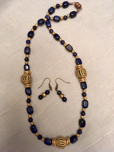 Lapis, African Brass and Magnetic Clasp.  21 1/2