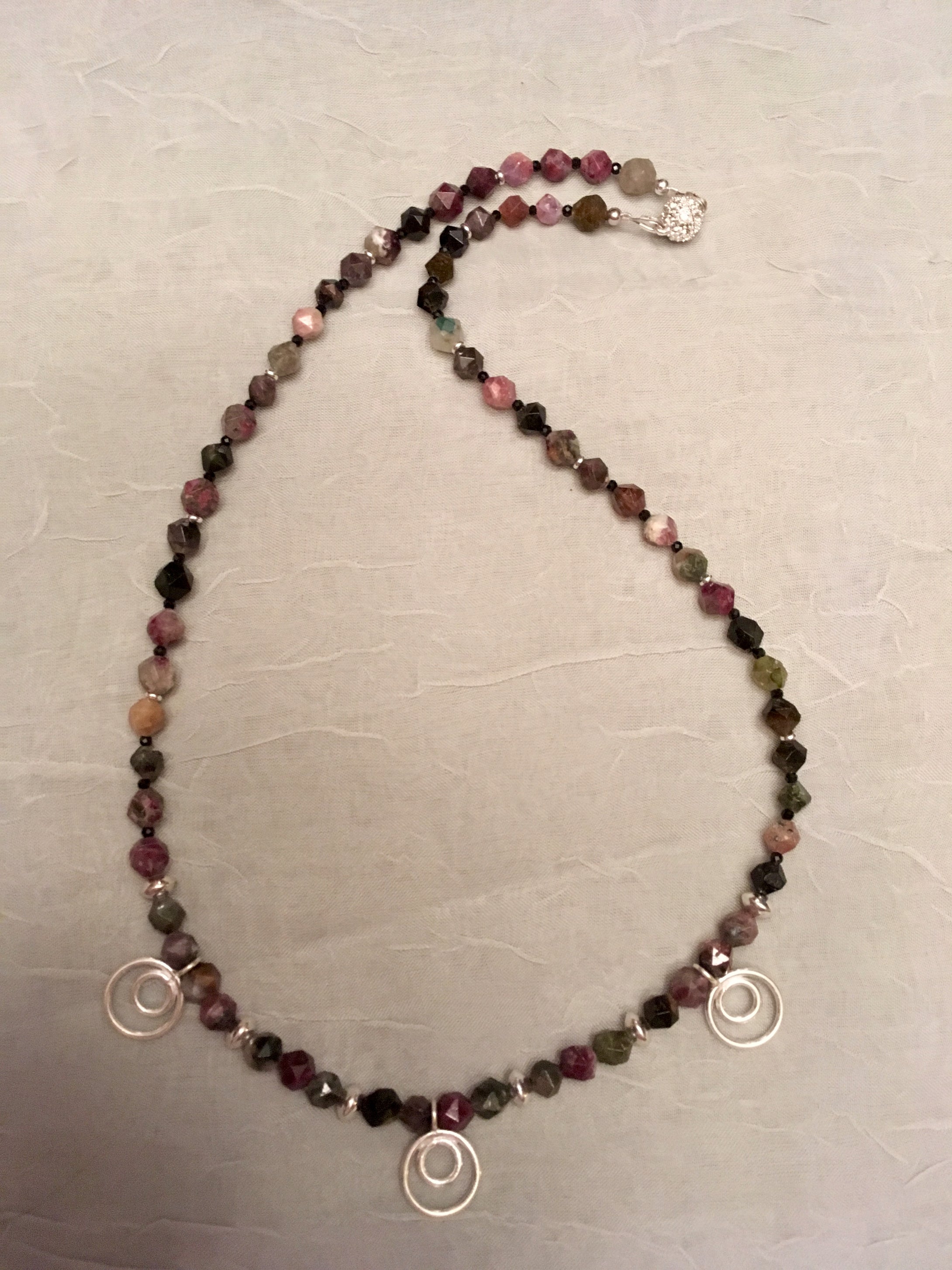 Tourmaline, Sterling Silver & Magnetic Clasp.  19 1/2
