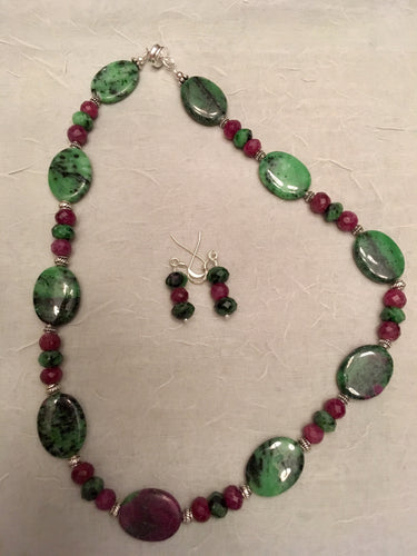 Ruby in Zoisite Ovals, Ruby Rondelles, Sterling Silver Spacers.  17