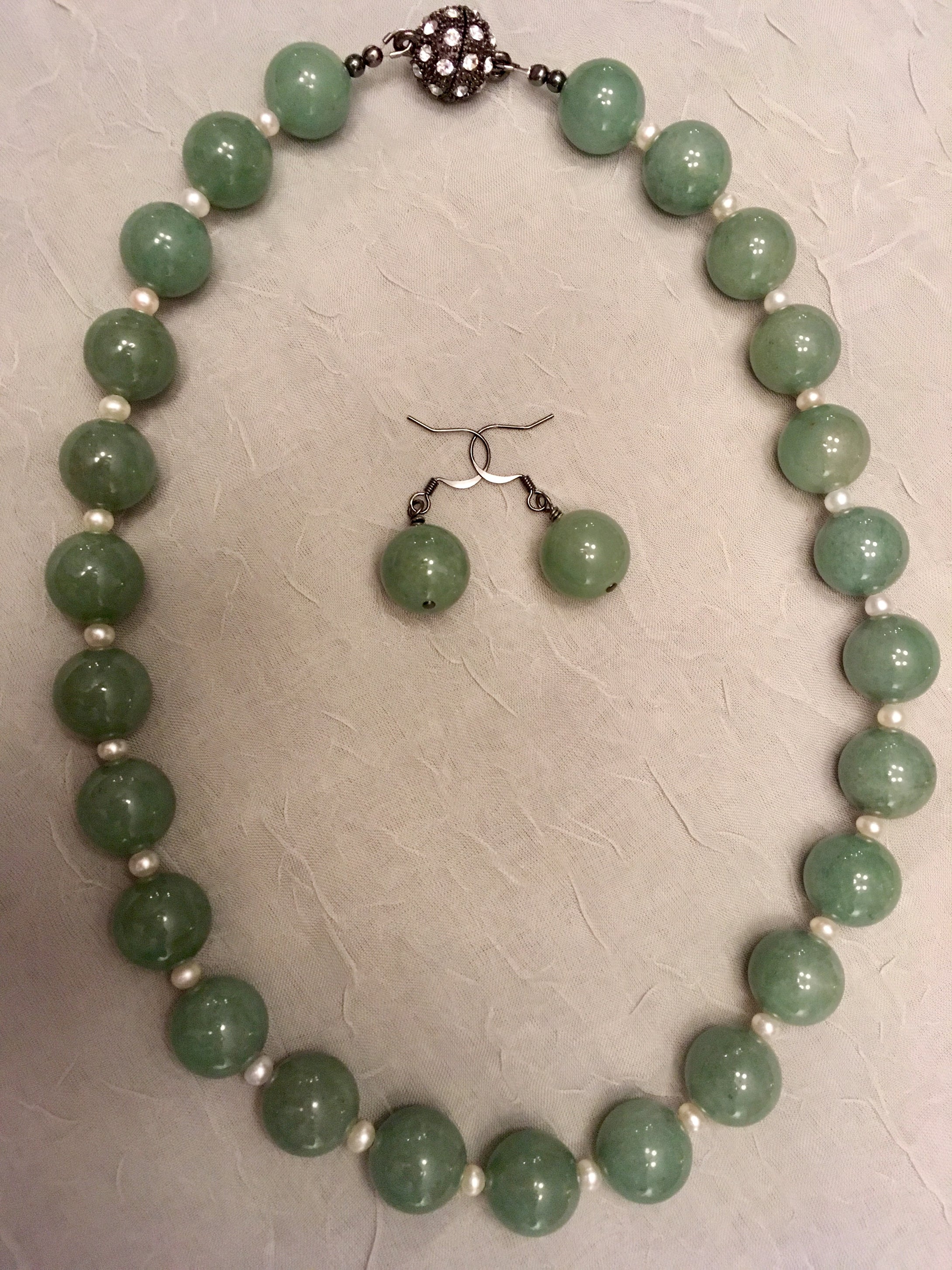 Green Aventurine with Freshwater Pearls.  19