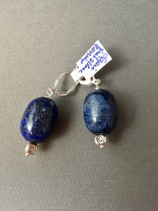 Lapis and Sterling Silver Earrings to match Chunky Lapis Necklace 18"