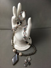 Load image into Gallery viewer, Cloudy Quartz, Platinum M.S., Garnet, Hill Tribe &amp; Sterling Silver  31&quot;