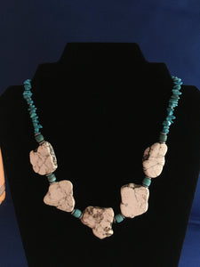 Turquoise, Howlite & Sterling  18"