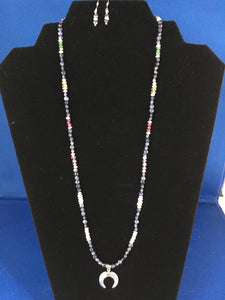 Sapphire & Multiple Gems, Plated Silver 23"