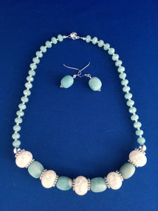 Amazonite, Crakle Quartz Crystal, Sterling & Plated Silver 18"