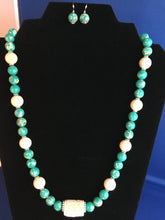 Load image into Gallery viewer, Green Impresssion Jasper, Riverstone, Coral &amp; Plated Silver 24&quot;