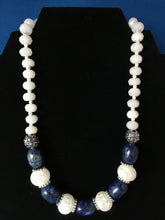 Load image into Gallery viewer, Lapis, Snow &amp; Crackle Quartz, Plated Silver  18&quot;