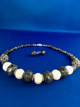 Load image into Gallery viewer, Black Labradorite, Crackle Quartz, Plated Silver  18&quot;