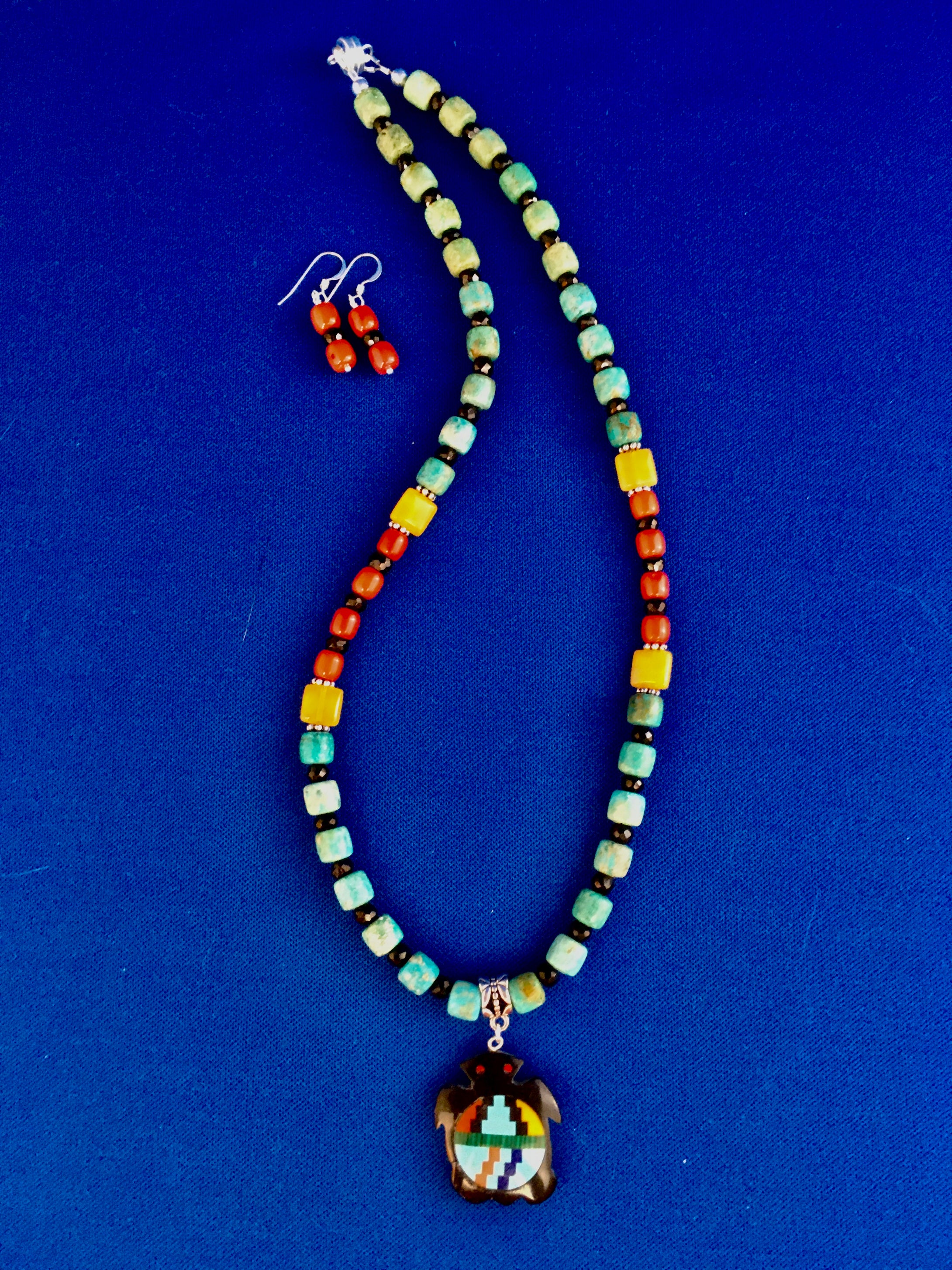 Turquoise, Coral, Jade, Spinel, Inlaid Turtle  19