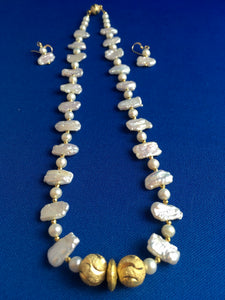 Freshwater Pearls, Pyrite 18"