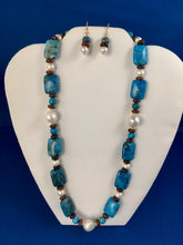 Load image into Gallery viewer, Crazy Lace Agate, FW Pearls, Mahogany Obsid. Swarovski Crystals  21&quot;