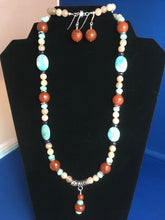 Load image into Gallery viewer, Peach Moonstone, Amazonite, Carnelian, Amethyst, Silver  29&quot;