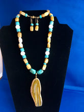 Load image into Gallery viewer, Yellow Serpentine, Turquoise, White Onyx, Magnesite 27&quot;