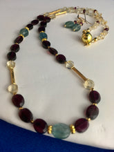Load image into Gallery viewer, Garnet, Teal Kyanite, Citrine &amp; Gold  19&quot;