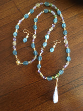 Load image into Gallery viewer, Teal Kyanite, Lav. Amethyst, Citrine, Ameth., Brushed Gold  24&quot;