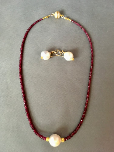 AA+ Pink Tourmaline, Baroque Pearls, Vermeil Gold 17