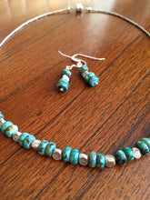 Load image into Gallery viewer, Turquoise, Hill Tribe Stamped Silver  16&quot;