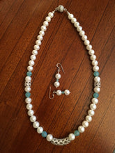 Load image into Gallery viewer, A++ FW White Pearls (9mm),  Crystals, Silver 19&quot;