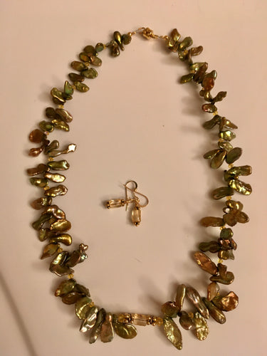 FW Yellow Green Pearls, Citrine, Crystals, Vermeil  18