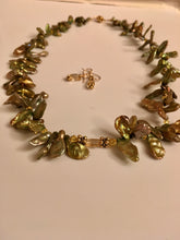 Load image into Gallery viewer, FW Yellow Green Pearls, Citrine, Crystals, Vermeil  18&quot;