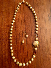 Load image into Gallery viewer, Buttercup Yellow FW Pearls, Ceramic Lentil Bead, Swar. Crystals  24&quot;