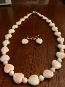 Light Pink Conch Shell & Silver  17"