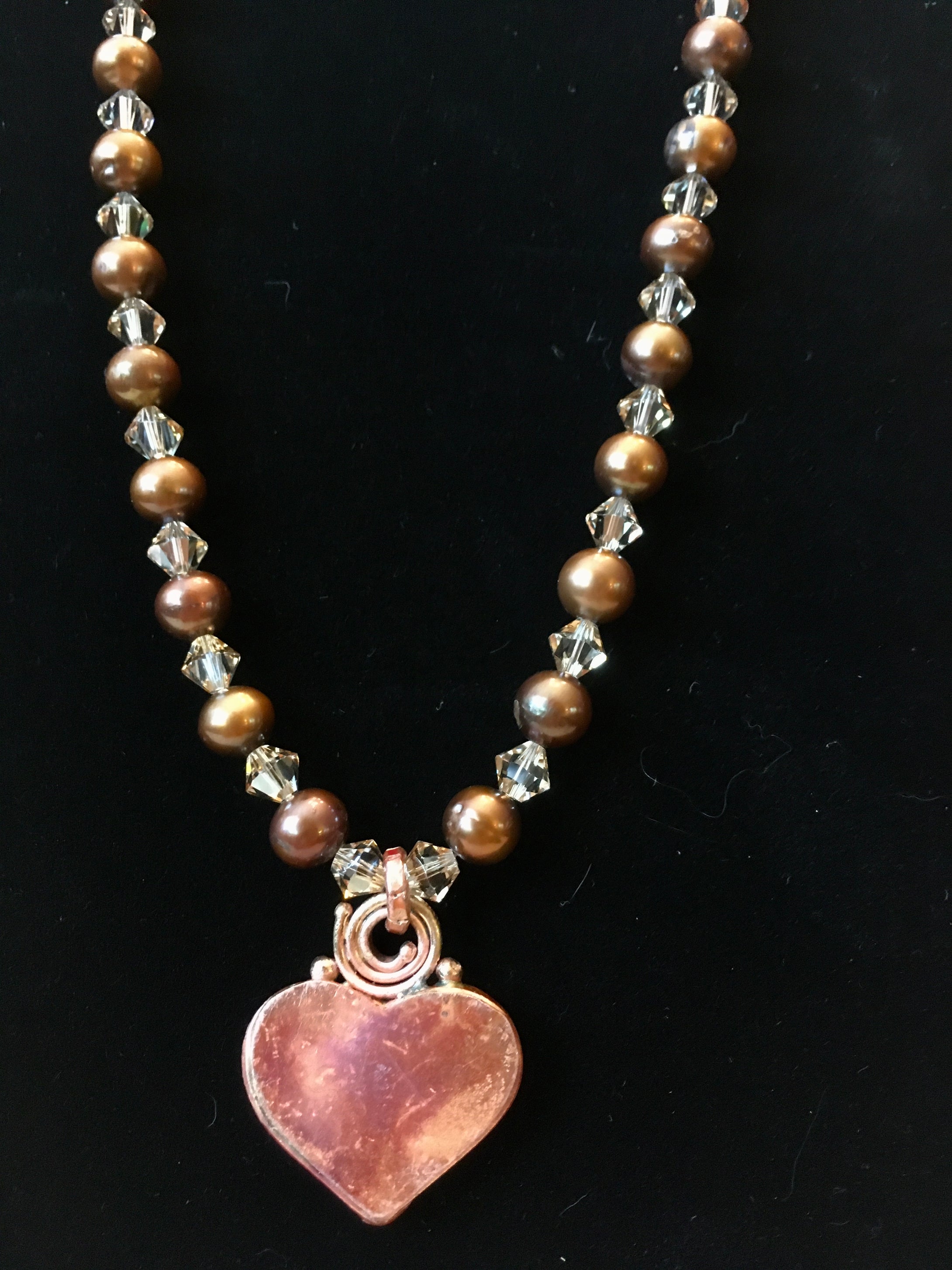 Copper FW Pearls, Swarovski Crystals, Copper  22 3/4