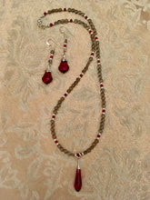 Load image into Gallery viewer, Smokey Quartz, Ruby, Crystal &amp; Pearl Sterling 17&quot;