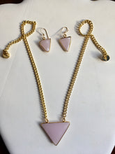 Load image into Gallery viewer, Faceted Pink Chalcedony Triangles &amp; Plated Gold Chain  16 1/2&quot;