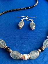 Load image into Gallery viewer, Silver Kyanite, Spinel, Onyx, Swarovski, Sterling  16&quot;