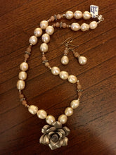 Load image into Gallery viewer, Peach FW Pearls, Peach MS, Hill Tribe Silver  19&quot;