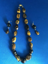 Load image into Gallery viewer, Yellow Tiger Eye, Onyx, Brass  16 1/2&quot;