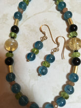 Load image into Gallery viewer, Natural Blue Rut. Qtz AAA, Peridot, Citrine, Onyx... 30&quot;