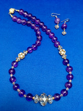 Load image into Gallery viewer, Large Amethyst Round Beads designed with complimenting crystals  19 1/2&quot;