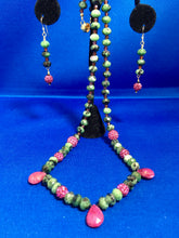 Load image into Gallery viewer, Rubies, Ruby In Zoisite, Garnet, Swarovski Crystal  21&quot;