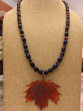 Load image into Gallery viewer, Lapis AA, Ant. Copper, Copper Plated Maple Leaf  28&quot;