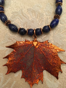 Lapis AA, Ant. Copper, Copper Plated Maple Leaf  28"