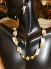 Load image into Gallery viewer, White Keishi Pearls A++, Peridot, Vermeil. CZs  17&quot;