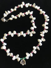 Load image into Gallery viewer, FW Pearls, Pink Tourmaline, Hill Tribe Silver Flower  19 1/2&quot;