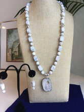 Load image into Gallery viewer, Druzy Slice on Howlite w/Sterling Silver, Swarovski 30&quot;
