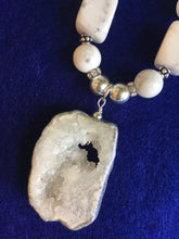 Load image into Gallery viewer, Druzy Slice on Howlite w/Sterling Silver, Swarovski 30&quot;