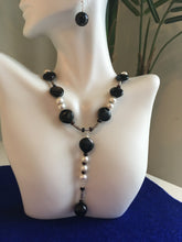 Load image into Gallery viewer, Hypersthene, Garnet, Pearl, Sterling 16&quot; 3&quot; Drop