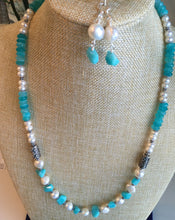 Load image into Gallery viewer, Amazonite, FW Pearls, Bali Silver 24 1/2&quot; Set